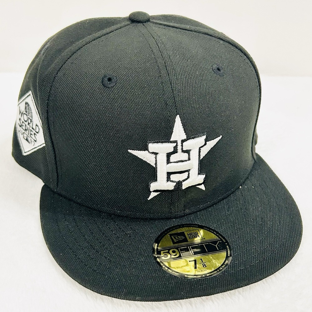 New Era Houston Astros World Series 59FIFTY Fitted Hat Cap 7 1/8 Black MLB